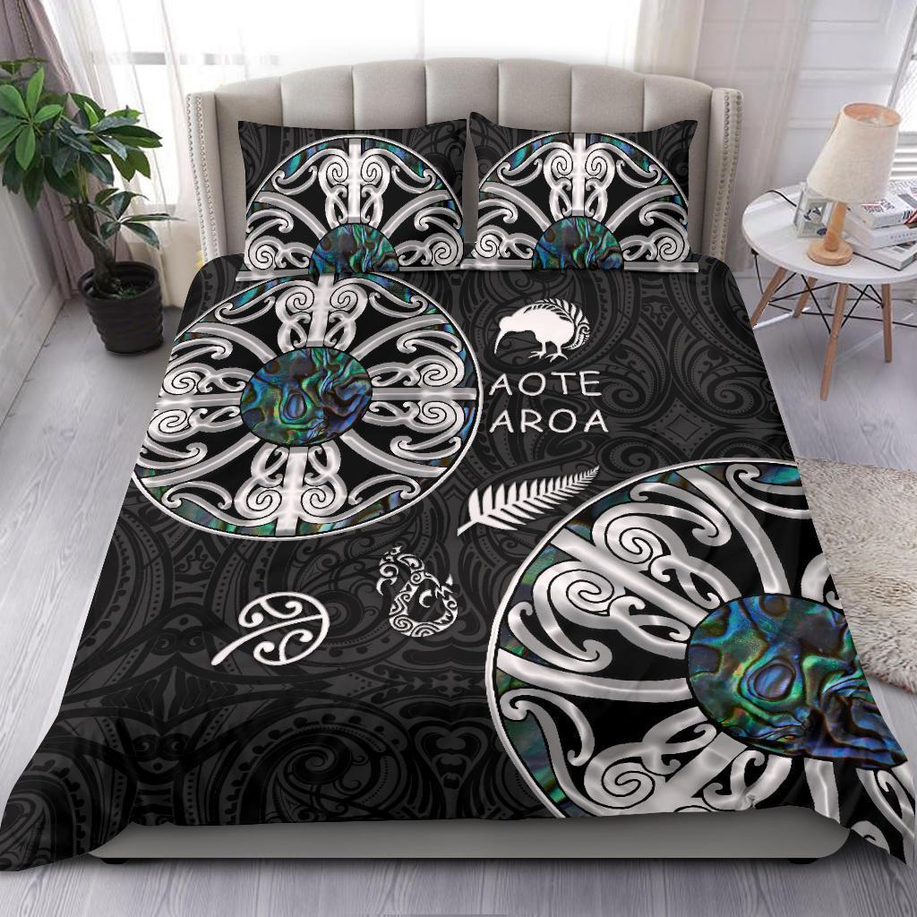 Aotearoa New Zealand Maori Mangopare Paua Shell Bedding Set   - Bedding Set, Duvet Cover, Quilt, Pillow, Blanket