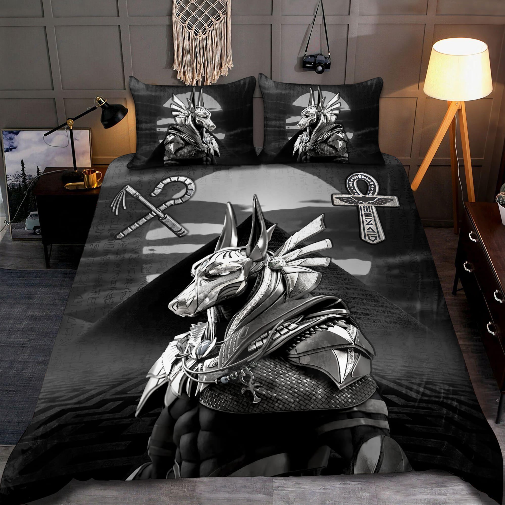 Egyptian God Anubis ANCIENT EGYPT All Over Printed Bedding Set - Bedding Set, Duvet Cover, Quilt, Pillow, Blanket