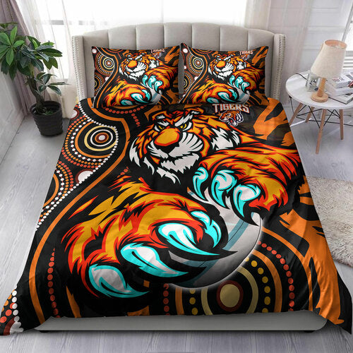 Tigers Rugby - Indigenous Aboriginal Bedding Set   - Bedding Set, Duvet Cover, Quilt, Pillow, Blanket
