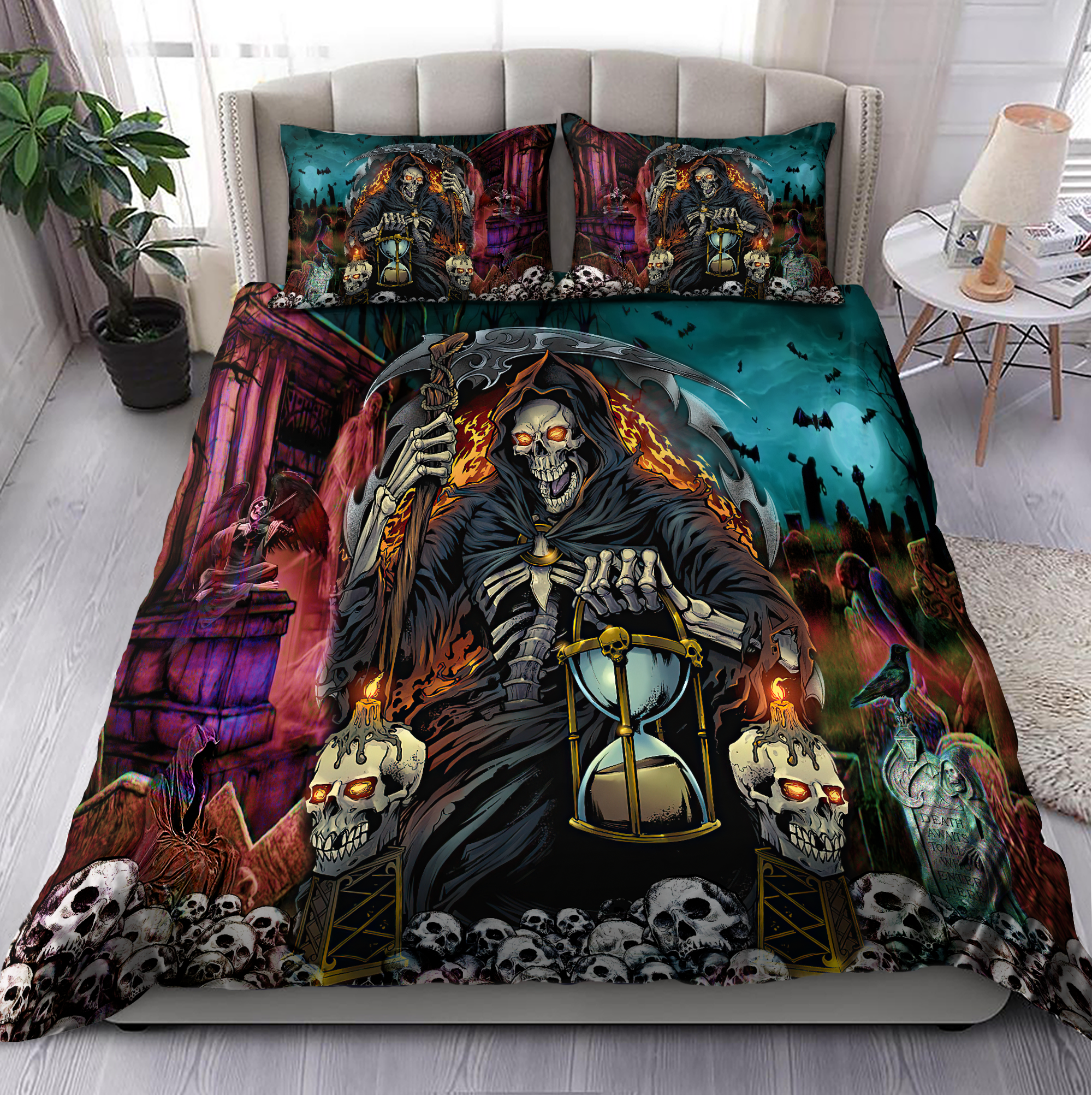 Skull Bedding Set - Bedding Set, Duvet Cover, Quilt, Pillow, Blanket
