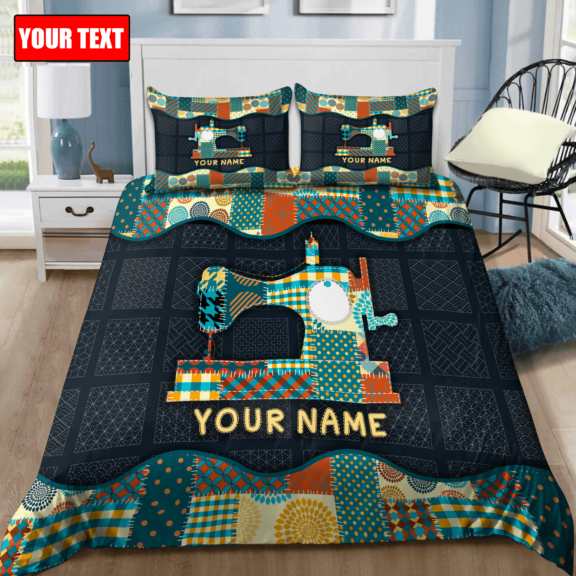 Customized Name Sewing Bedding Set VP - Bedding Set, Duvet Cover, Quilt, Pillow, Blanket