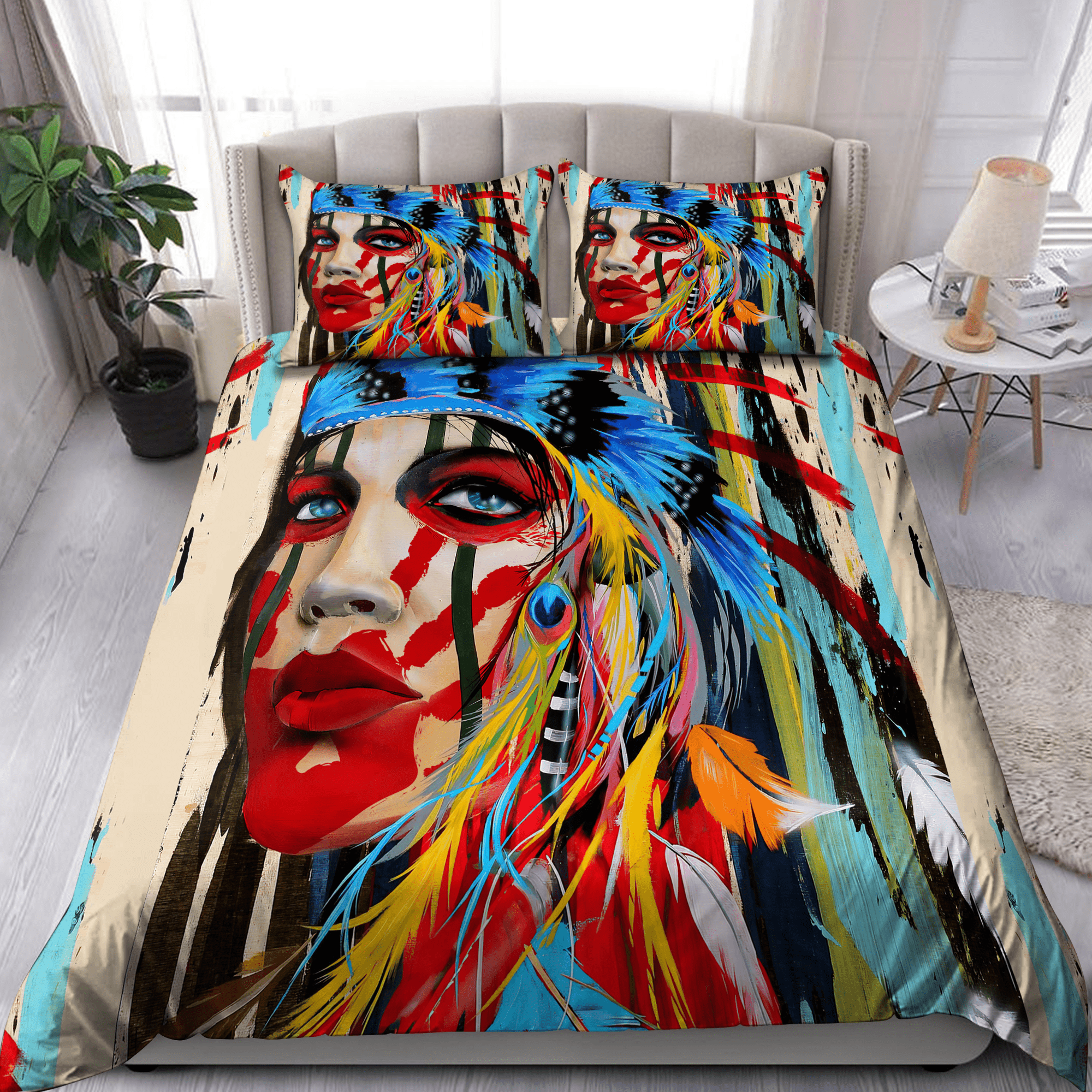 Tmarctee Native American Bedding Set - Bedding Set, Duvet Cover, Quilt, Pillow, Blanket