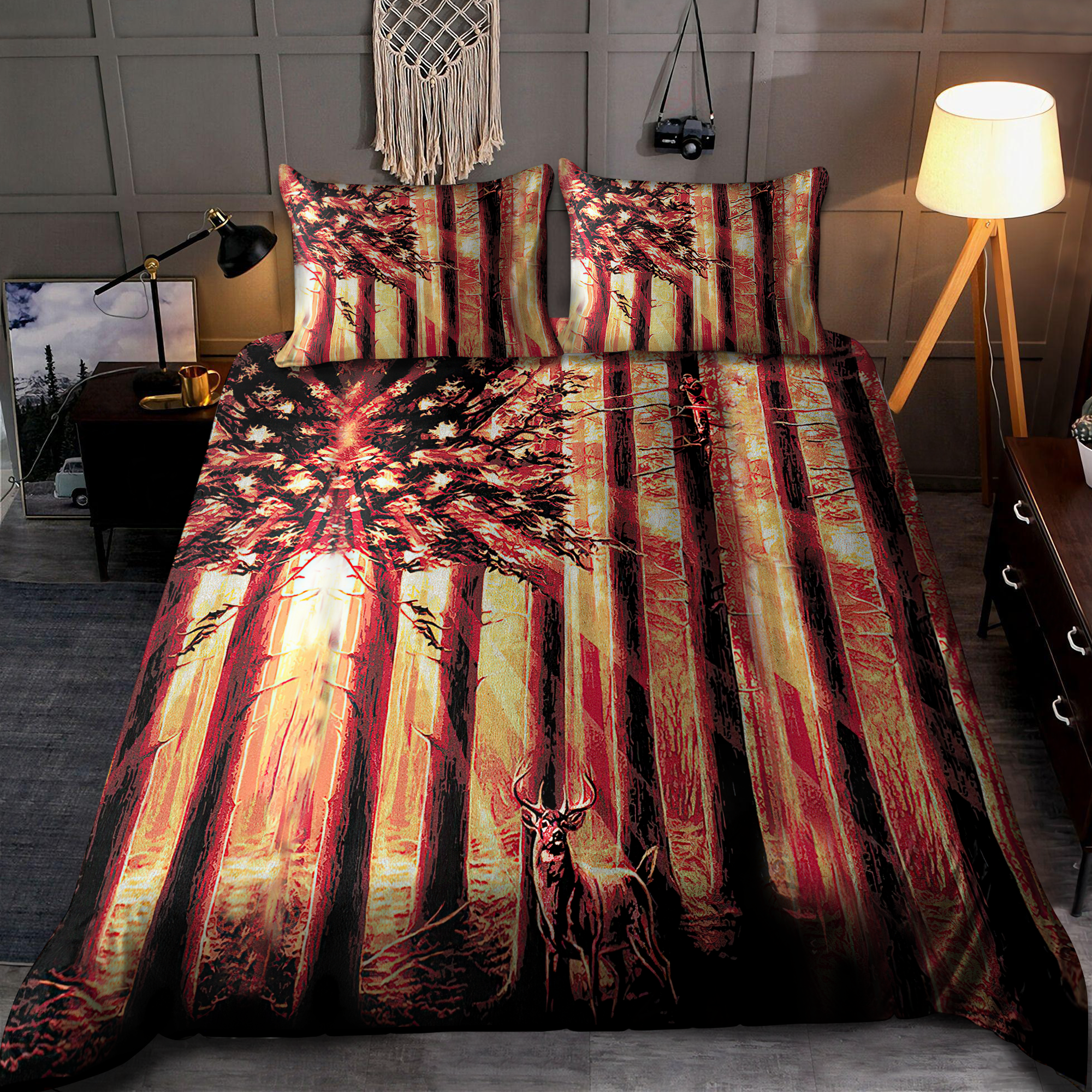 Deer Hunting Bedding Set PD - Bedding Set, Duvet Cover, Quilt, Pillow, Blanket