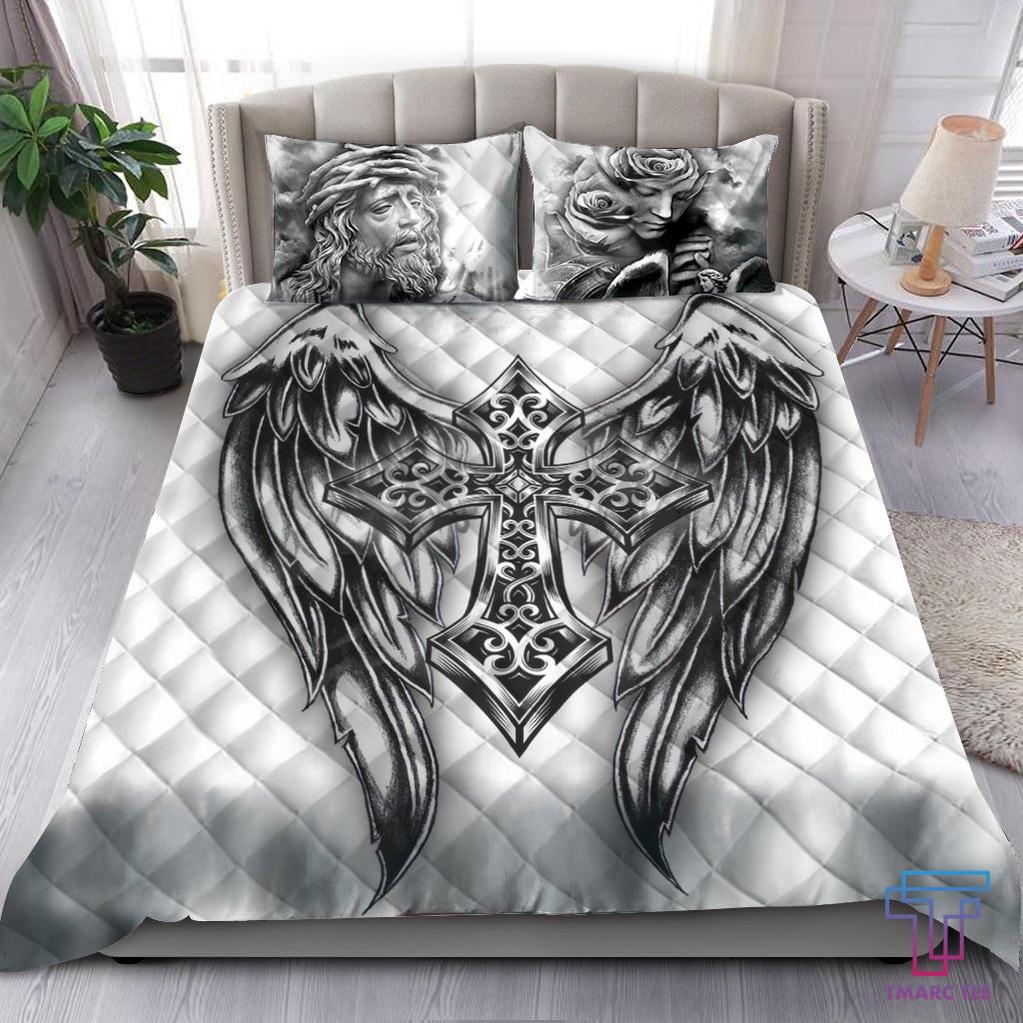 Jesus Tattoo Quilt Bedding Set TT AMS - Bedding Set, Duvet Cover, Quilt, Pillow, Blanket