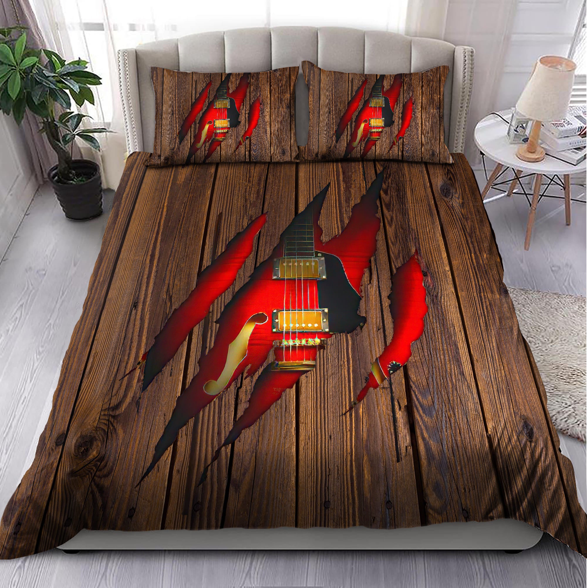 Tmarctee Guitar Musical Instrument Printed Bedding Set TNA - Bedding Set, Duvet Cover, Quilt, Pillow, Blanket