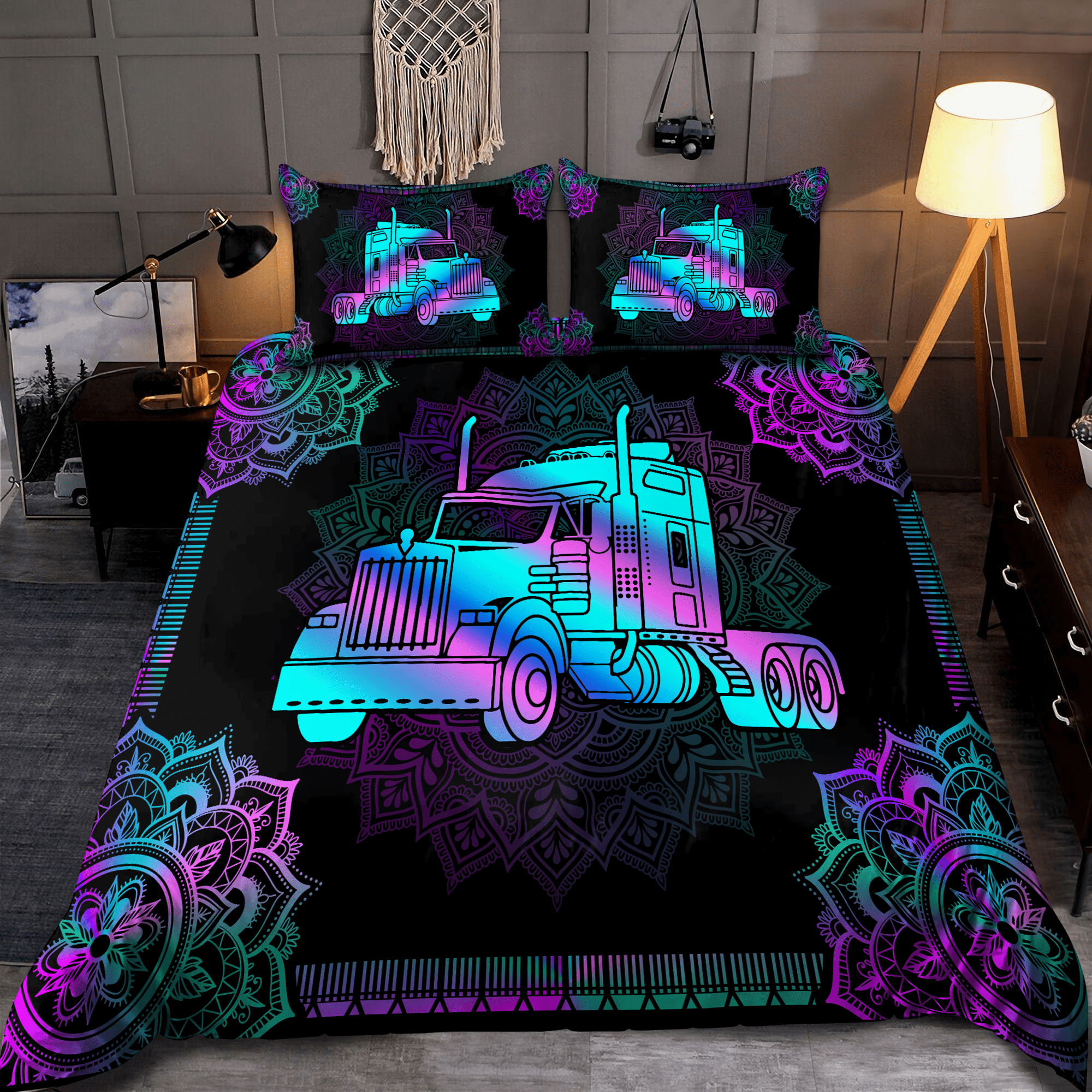 Trucker Bedding Set DA - Bedding Set, Duvet Cover, Quilt, Pillow, Blanket