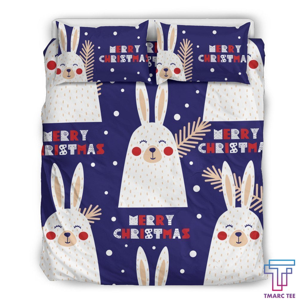 Merry Christmas Bunny Bedding Set - Bedding Set, Duvet Cover, Quilt, Pillow, Blanket
