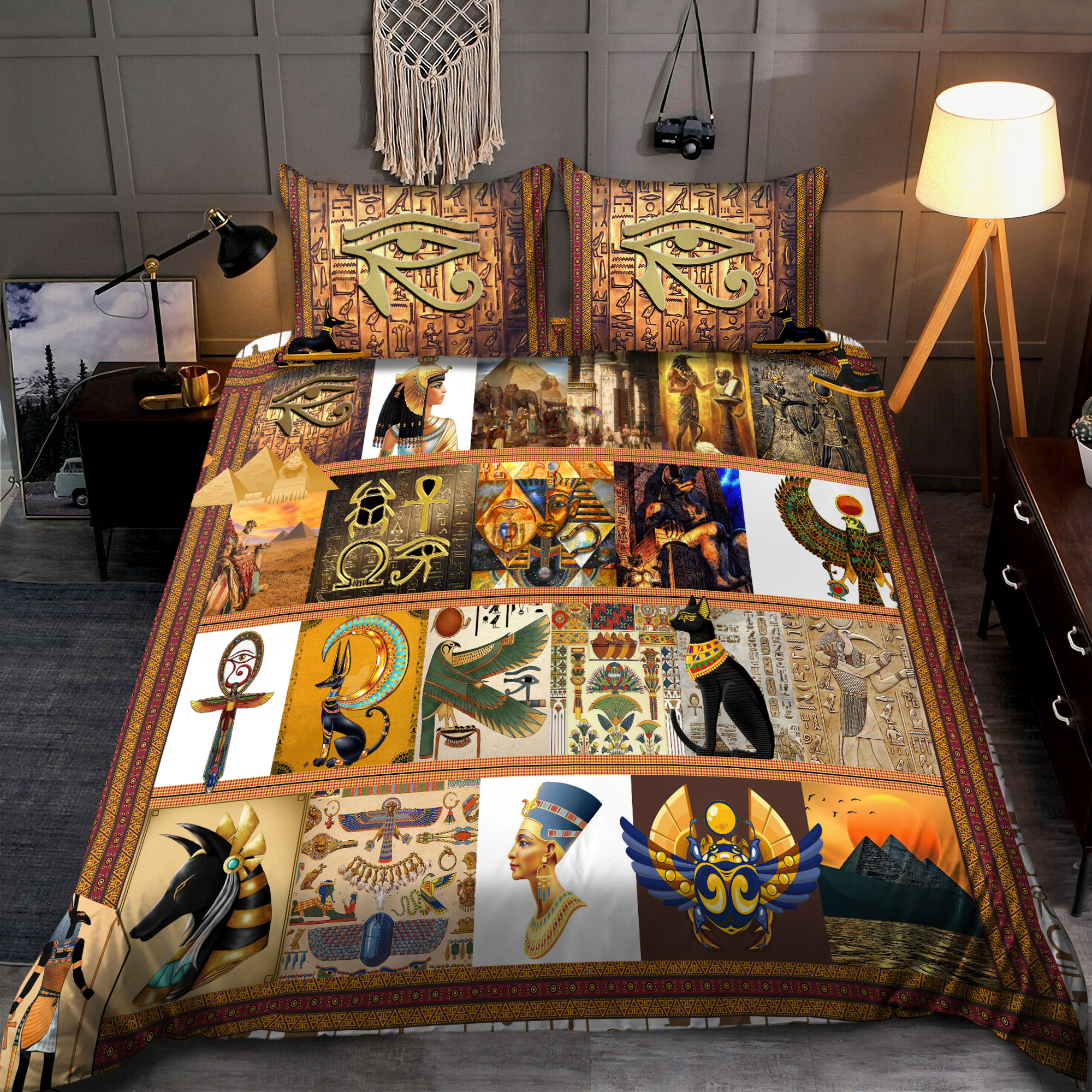 Egypt Ancient Bedding Set - Bedding Set, Duvet Cover, Quilt, Pillow, Blanket