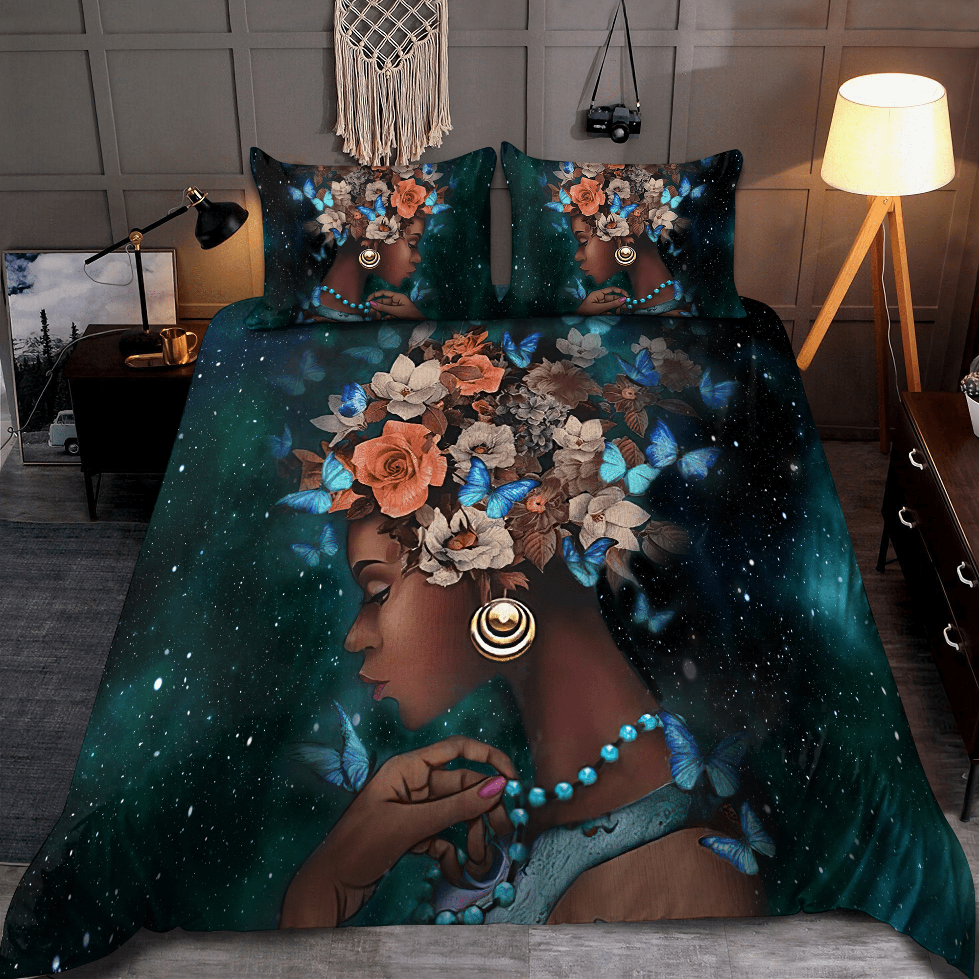 Butterfly Printed Bedding Set DA - Bedding Set, Duvet Cover, Quilt, Pillow, Blanket