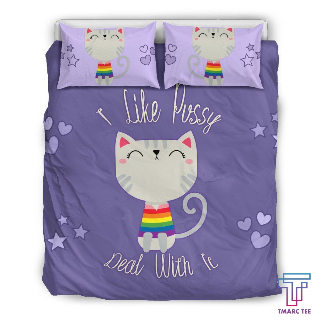 I Like Pussy Deal With It Bedding Set - Bedding Set, Duvet Cover, Quilt, Pillow, Blanket