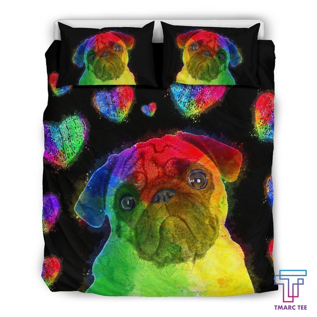 Love Pug Bedding Set For Lovers Of Pugs - Bedding Set, Duvet Cover, Quilt, Pillow, Blanket