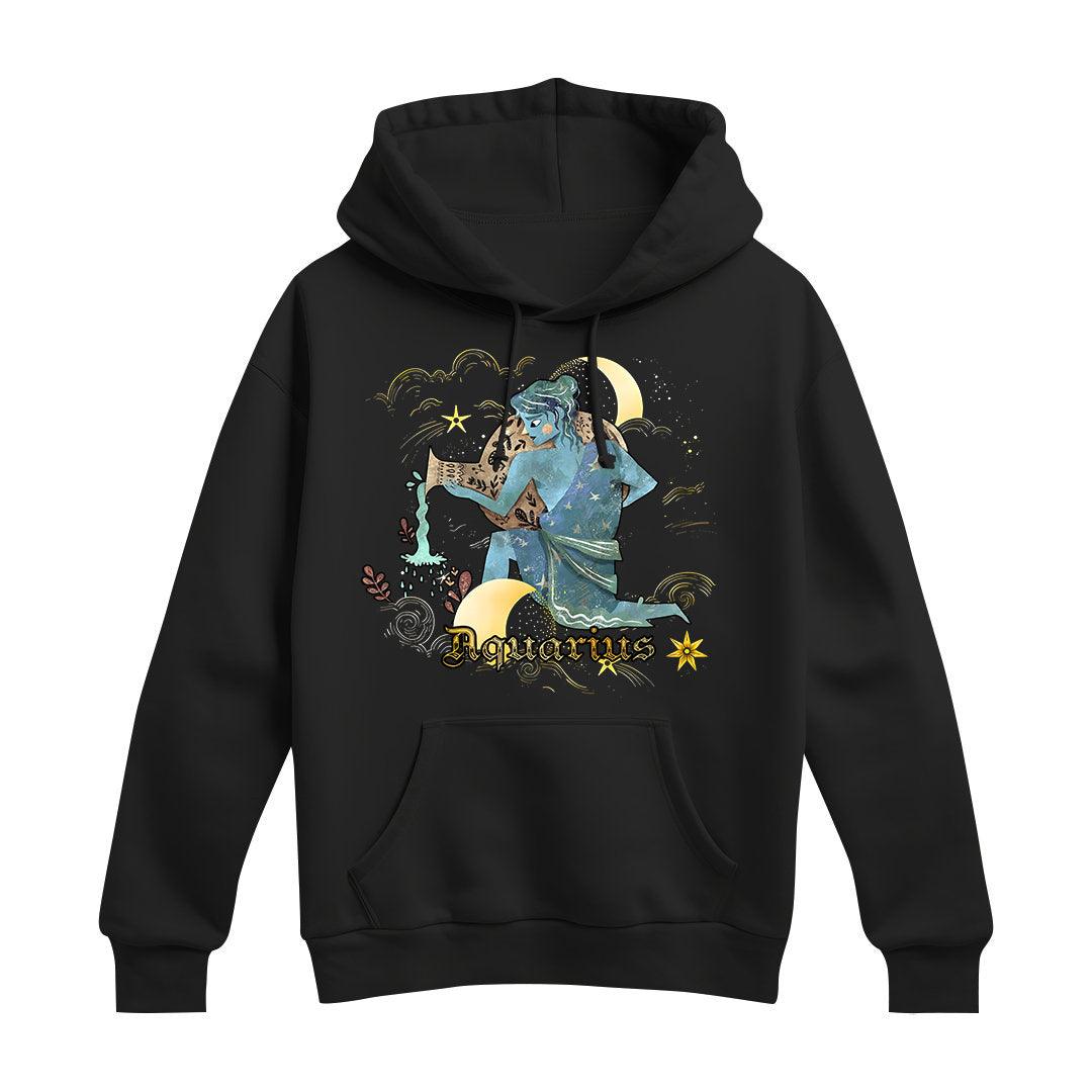 Hoodie, Zip, Sleeveless Hoodie, Jacket, Jersey - Flexiquor 12 Zodiac Signs Aquarius Hoodie Long Sleeves