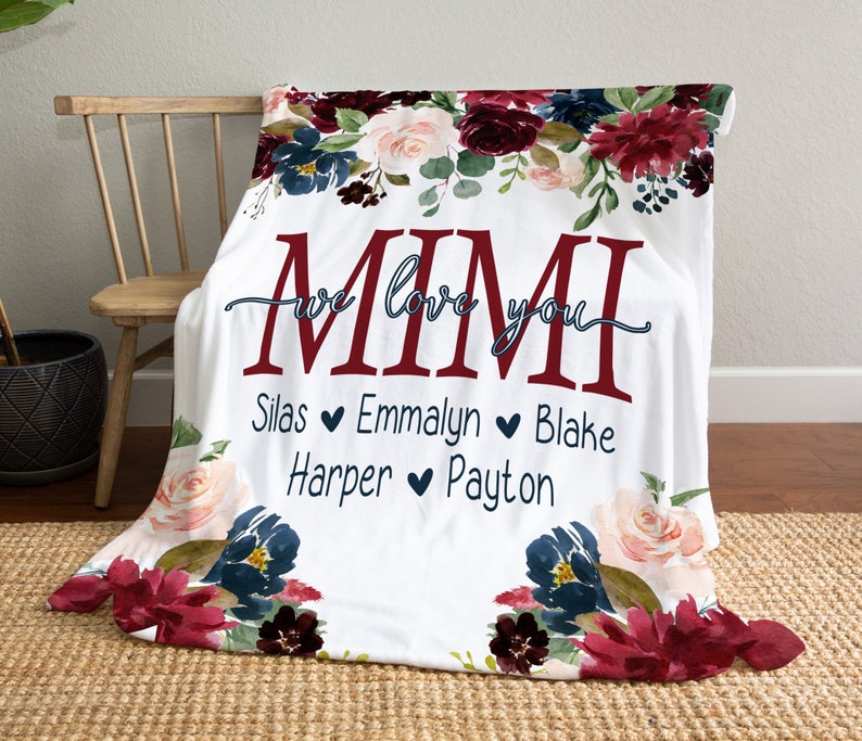 Bedding - Blanket, Duvet Cover, Quilt, Pillow - Grandma Christmas Gift, Christmas Blanket, Christmas Present, Floral Style Blanket, Personalized Mom Gift Personalized Gift For Grandparent