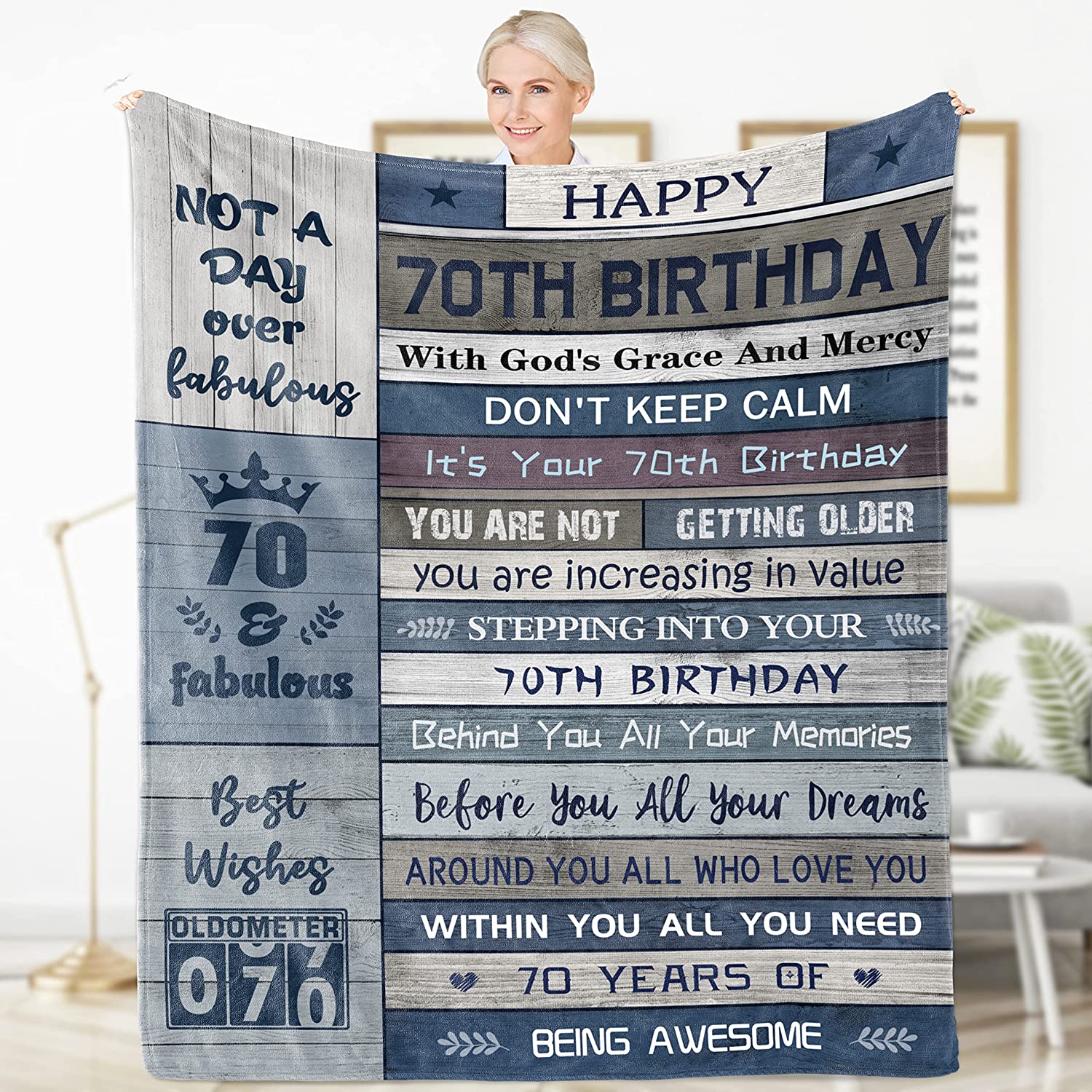 Bedding - Blanket, Duvet Cover, Quilt, Pillow - 70th Birthday Gifts For Women Men, Best Gifts For 70 Year Old Woman, 1952 Happy 70 Year Old Birthday Gifts For Men Blanket