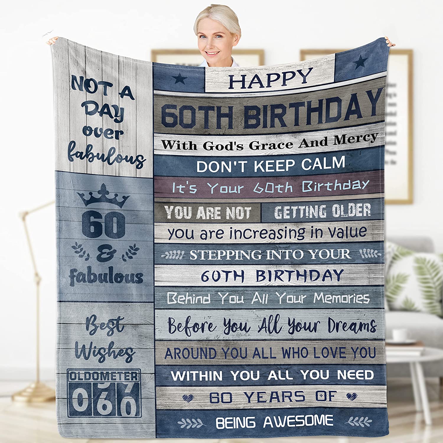 Bedding - Blanket, Duvet Cover, Quilt, Pillow - 60th Birthday Gifts For Women Men, 60th Birthday Gift Ideas, 1962 Happy 60 Year Old Gifts For Women Blanket