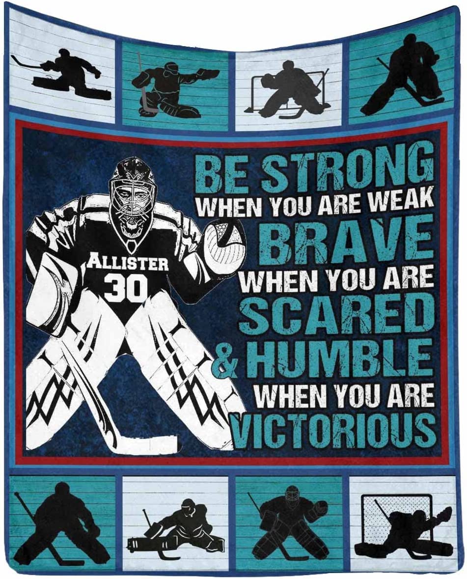 Bedding - Blanket, Duvet Cover, Quilt, Pillow - Personalized Hockey Blanket To My Son Or Grandson, Be Strong Brave Sports Lover All-Season Blanket