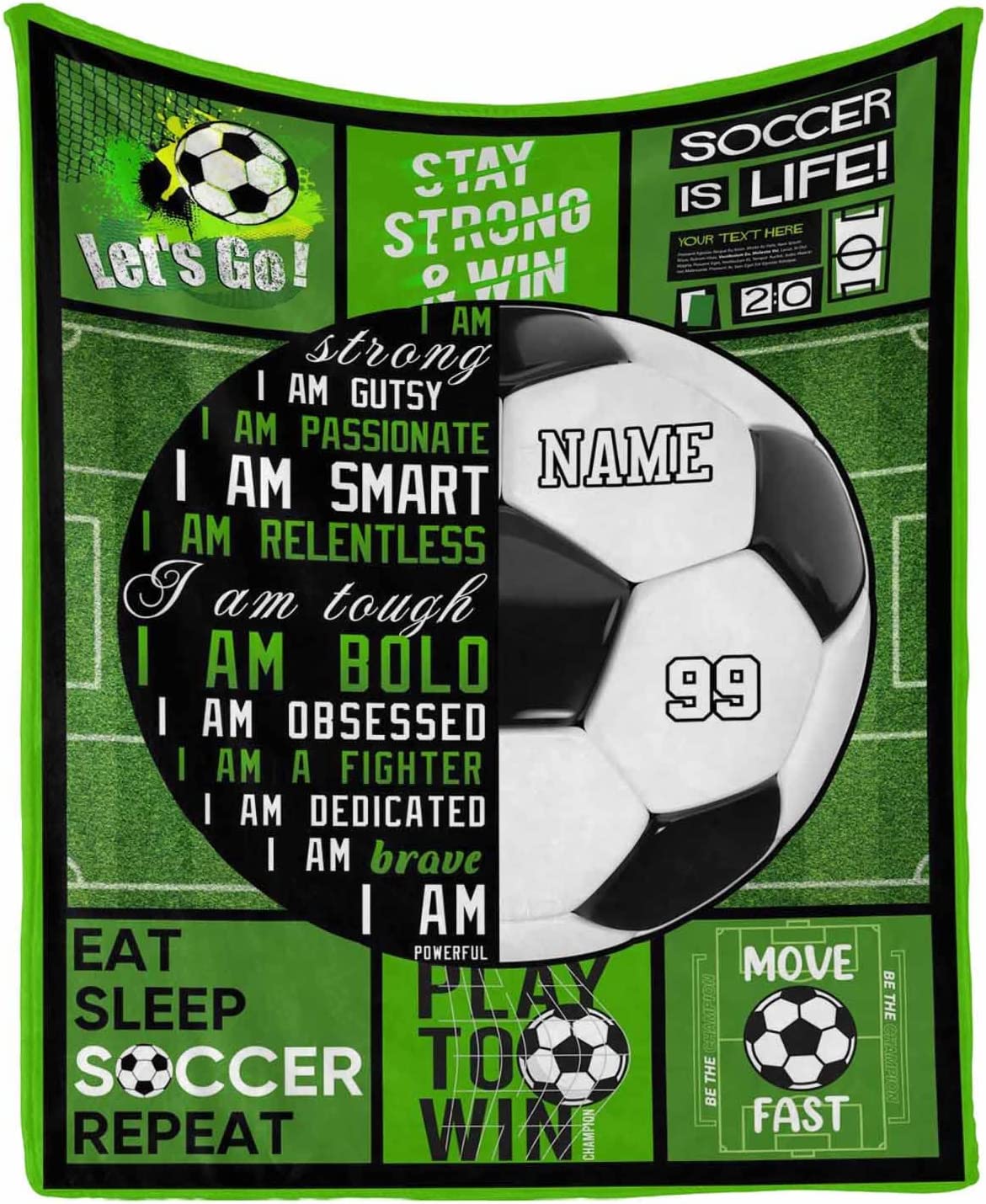 Bedding - Blanket, Duvet Cover, Quilt, Pillow - Personalized Baby Blanket, Soccer Is Life Custom Nursery Swadding Blankets For Baby Boy Gril With Name Baby Shower Birthday Gift