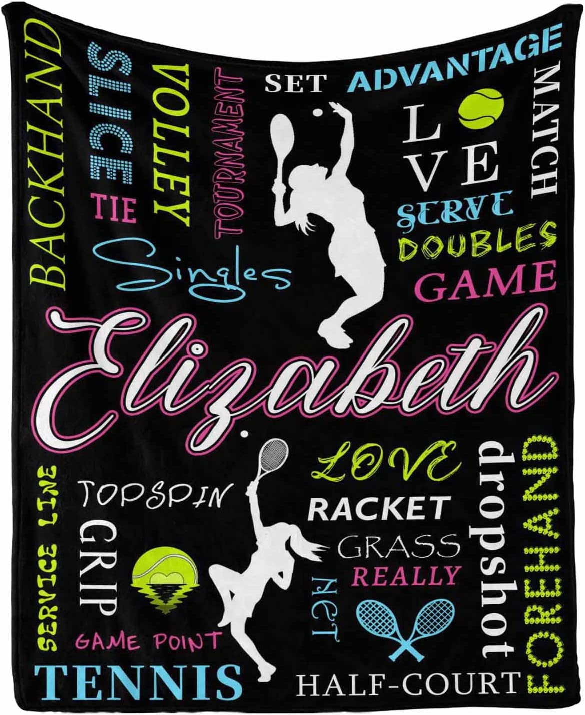 Bedding - Blanket, Duvet Cover, Quilt, Pillow - Custom Tennis Player Gifts For Women Sports Themed ( Girl ) Sports Throw Blanket For Adults, Teens, Children & Kids