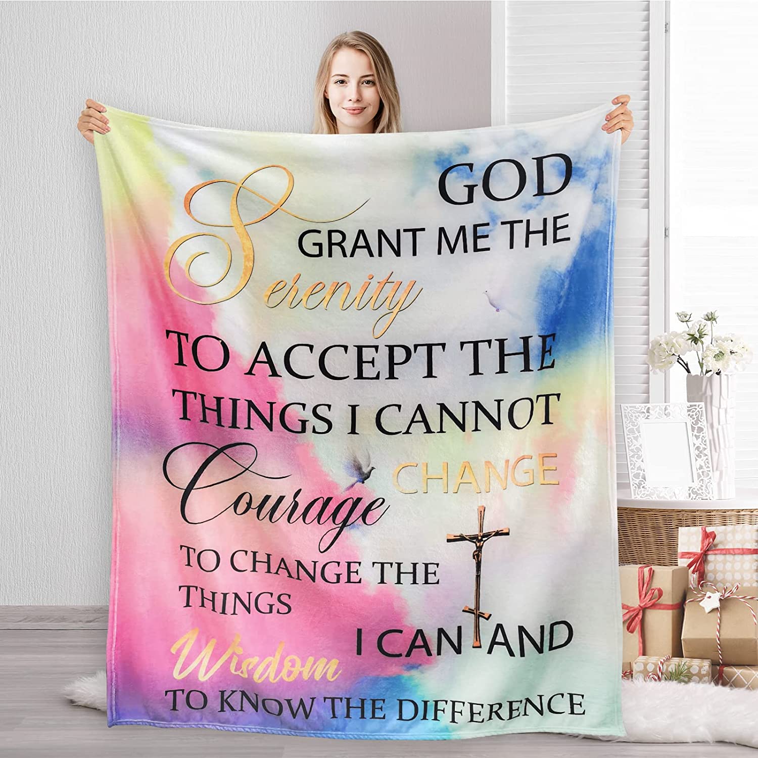 Bedding - Blanket, Duvet Cover, Quilt, Pillow - Christian Gifts For Women & Men, Religious Blanket With Spiritual Healing Prayer Inspirational Sympathy Soft Throw Blankets For Catholic Godmother