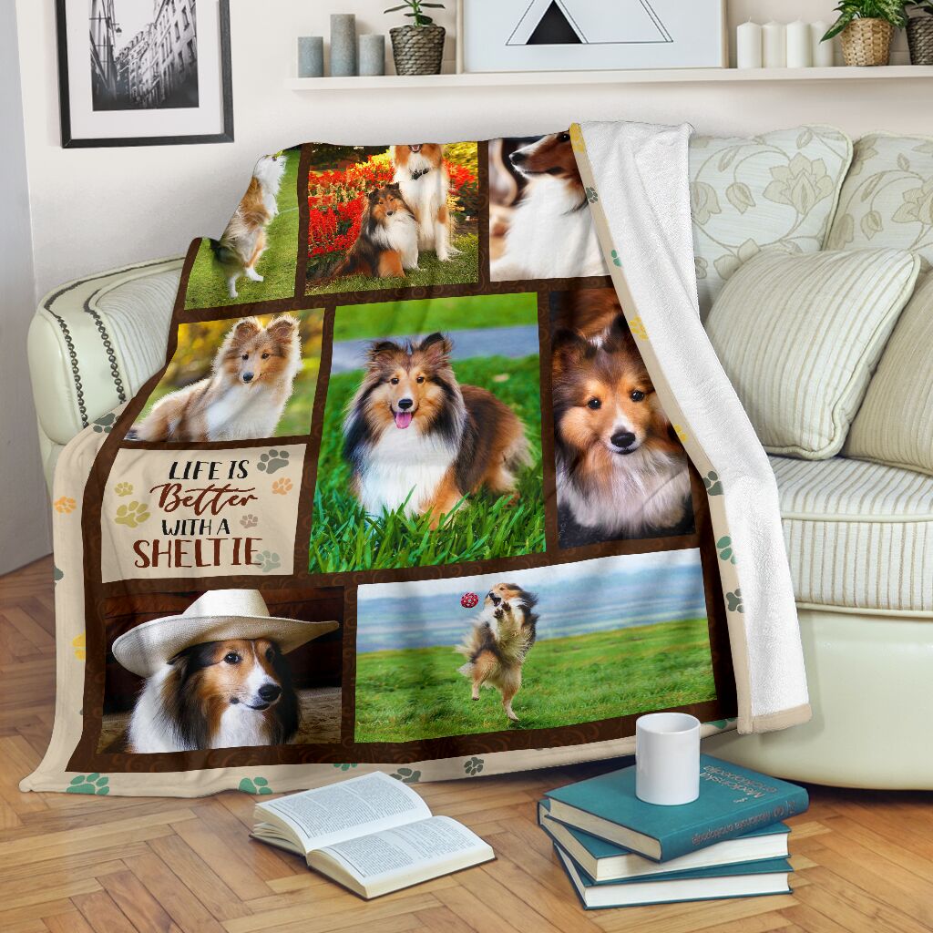 Bedding - Blanket, Duvet Cover, Quilt, Pillow - Life Is Better With A Shetland Sheepdog Dog Blanket Funny Shetland Sheepdog Dog Blanket Gifts For Dog Dad Dog Mom