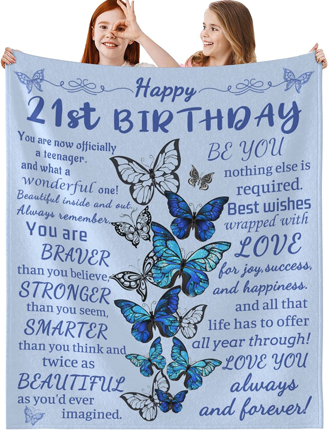 Bedding - Blanket, Duvet Cover, Quilt, Pillow - 21st Birthday Blanket Gifts For Her Daughter, Happy 21st Birthday Decorations For Her Women Daughter