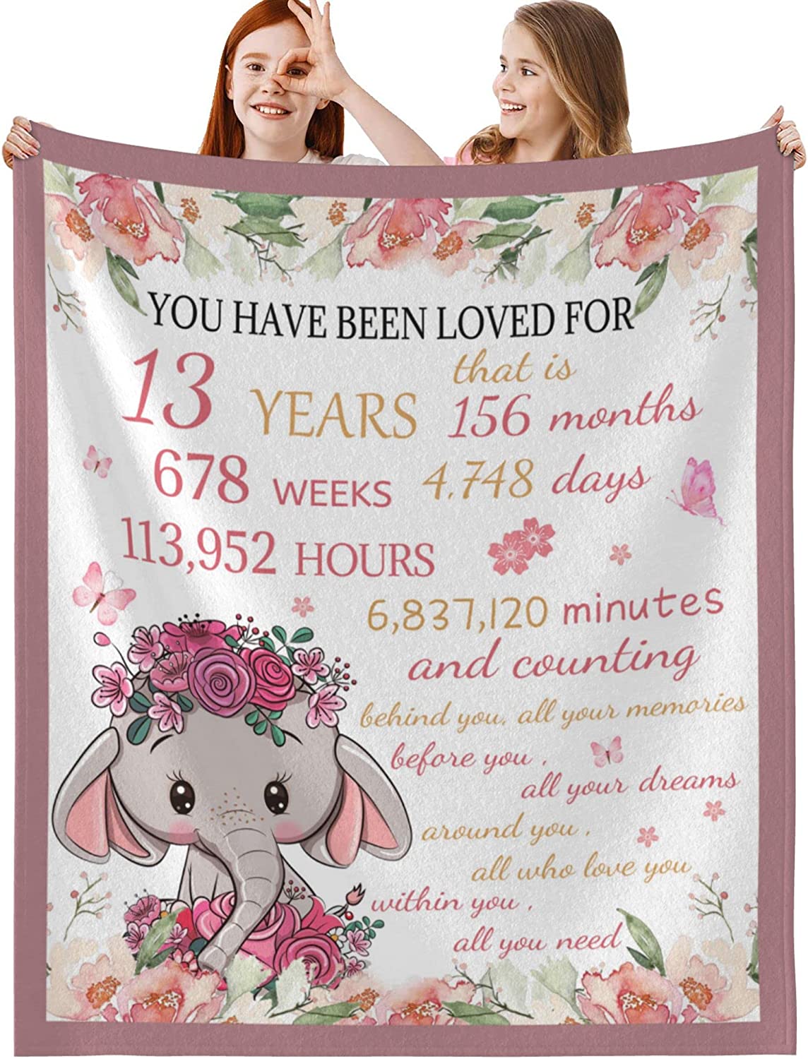 Bedding - Blanket, Duvet Cover, Quilt, Pillow - Happy 13th Birthday Gifts For Girls Blanket, Anniversary Birthday Teenage Girl Gifts For 13 Year Old Girl From Mom Throw Blankets