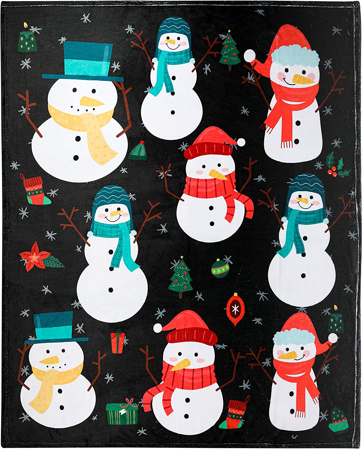 Bedding - Blanket, Duvet Cover, Quilt, Pillow - Snowman Throw Blanket, Snowman Winter Blanket For Boys, Girls, Adults, Teens, And Kids, Fleece Winter Themed Blanket