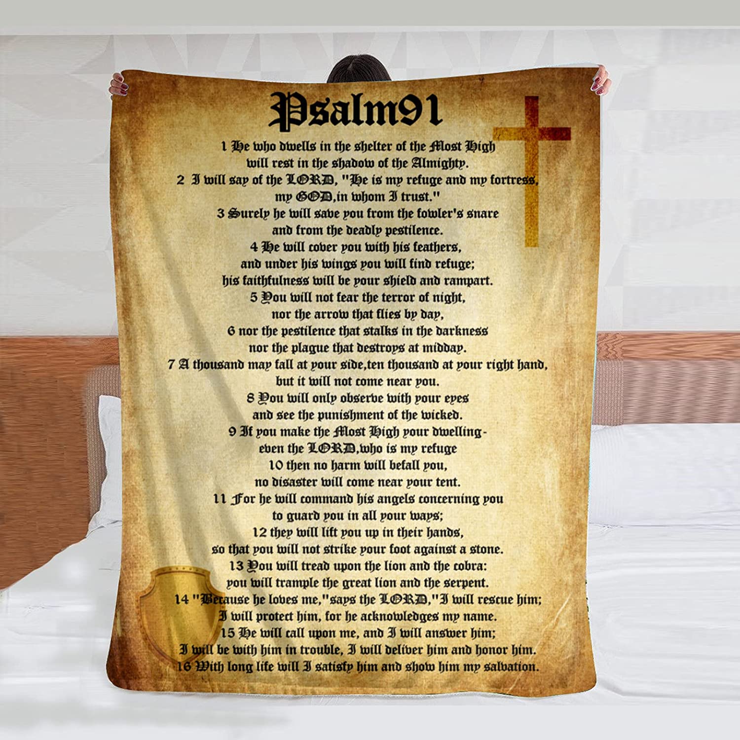 Bedding - Blanket, Duvet Cover, Quilt, Pillow - Psalm 91 Throw Blanket, Religious Christian Gifts Blanket, Inspirational Thoughts And Prayers Super Soft Blankets For Women Men