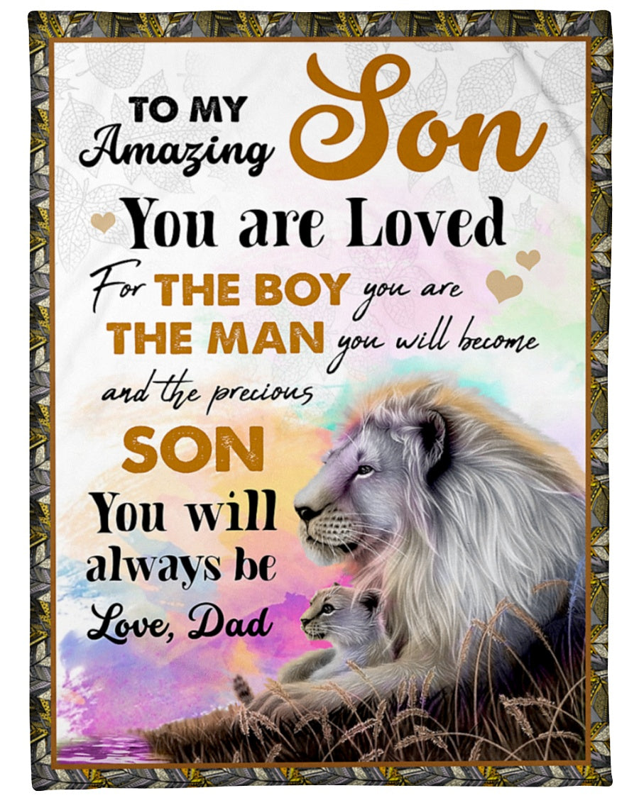 Bedding - Blanket, Duvet Cover, Quilt, Pillow - To My Son You Are Loved For The Boy You Are Fleece Blanket Birthday Gift Family Gift Gift For Son Gift From Dad To Son