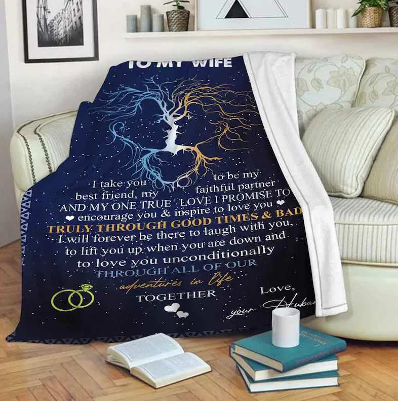 Bedding - Blanket, Duvet Cover, Quilt, Pillow - To My Wife Blanket, My Faithful Partner And My One True Love I Promisse To Encourage You Gift For Wife From Husband