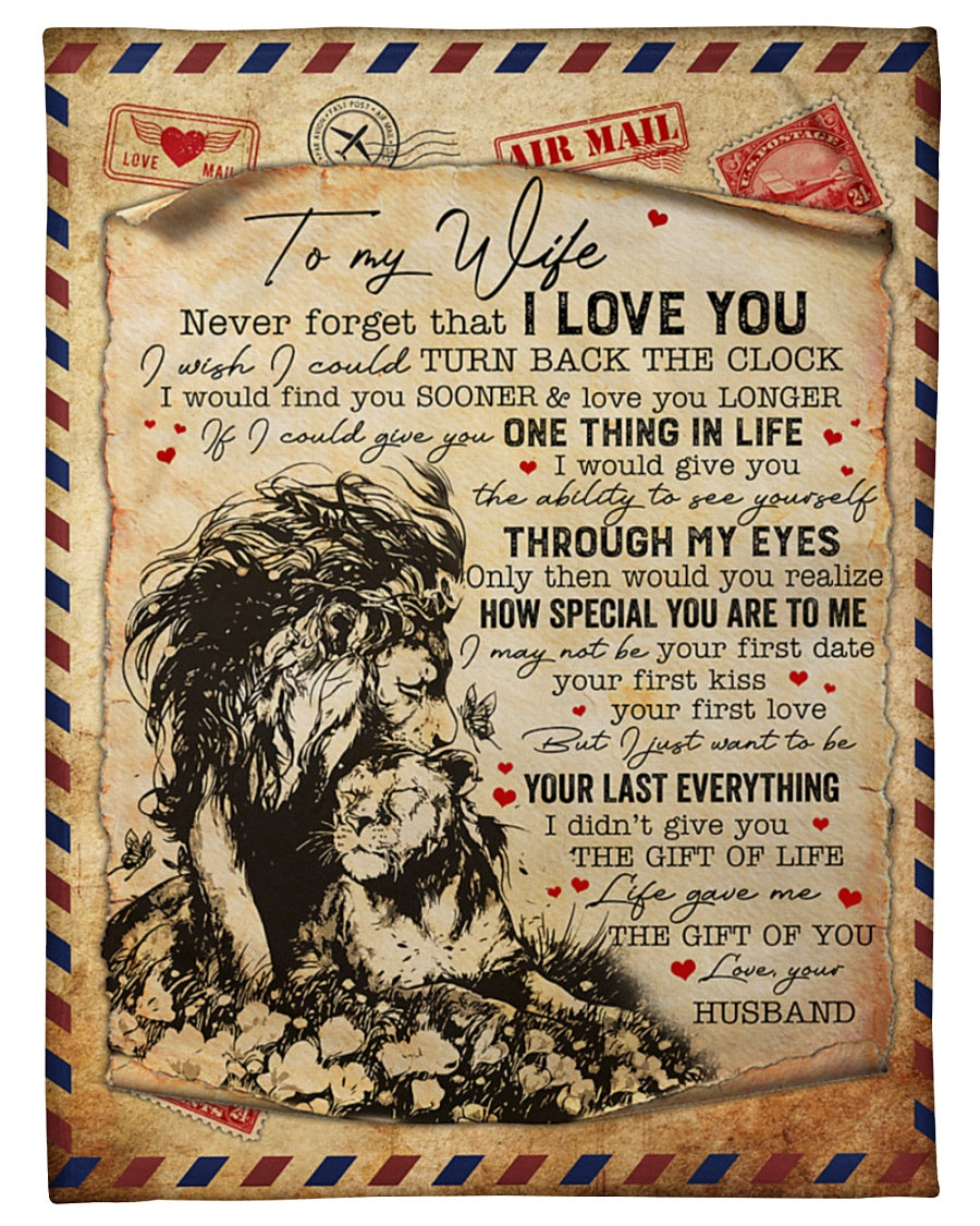 Bedding - Blanket, Duvet Cover, Quilt, Pillow - To My Wife Blanket, By Air Mail Never Forget That I Love You Gift For Wife From Husband Valentine Day's Birthday Gift