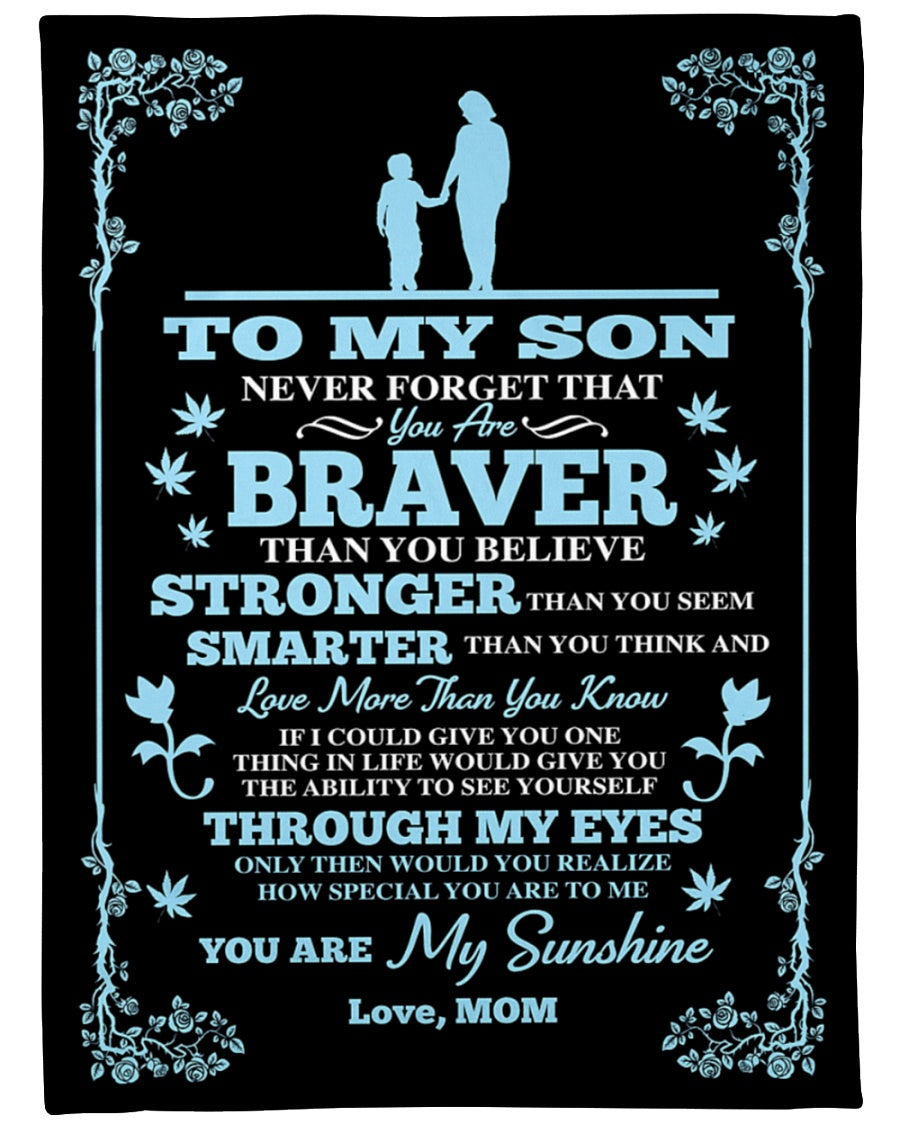 Bedding - Blanket, Duvet Cover, Quilt, Pillow - To My Son You Are My Sunshine Fleece Blanket Gift For Son Brithday Gift Family Gift Gift From Mom To Son Home Decor