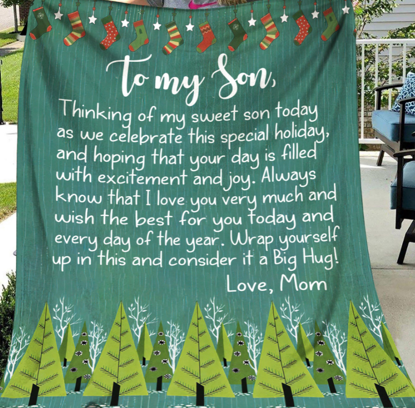 Bedding - Blanket, Duvet Cover, Quilt, Pillow - To My Son Thinking Of My Sweet Son Today As We Celebrate This Special Holiday, Christmas Gift Fleece Blanket Home Decor
