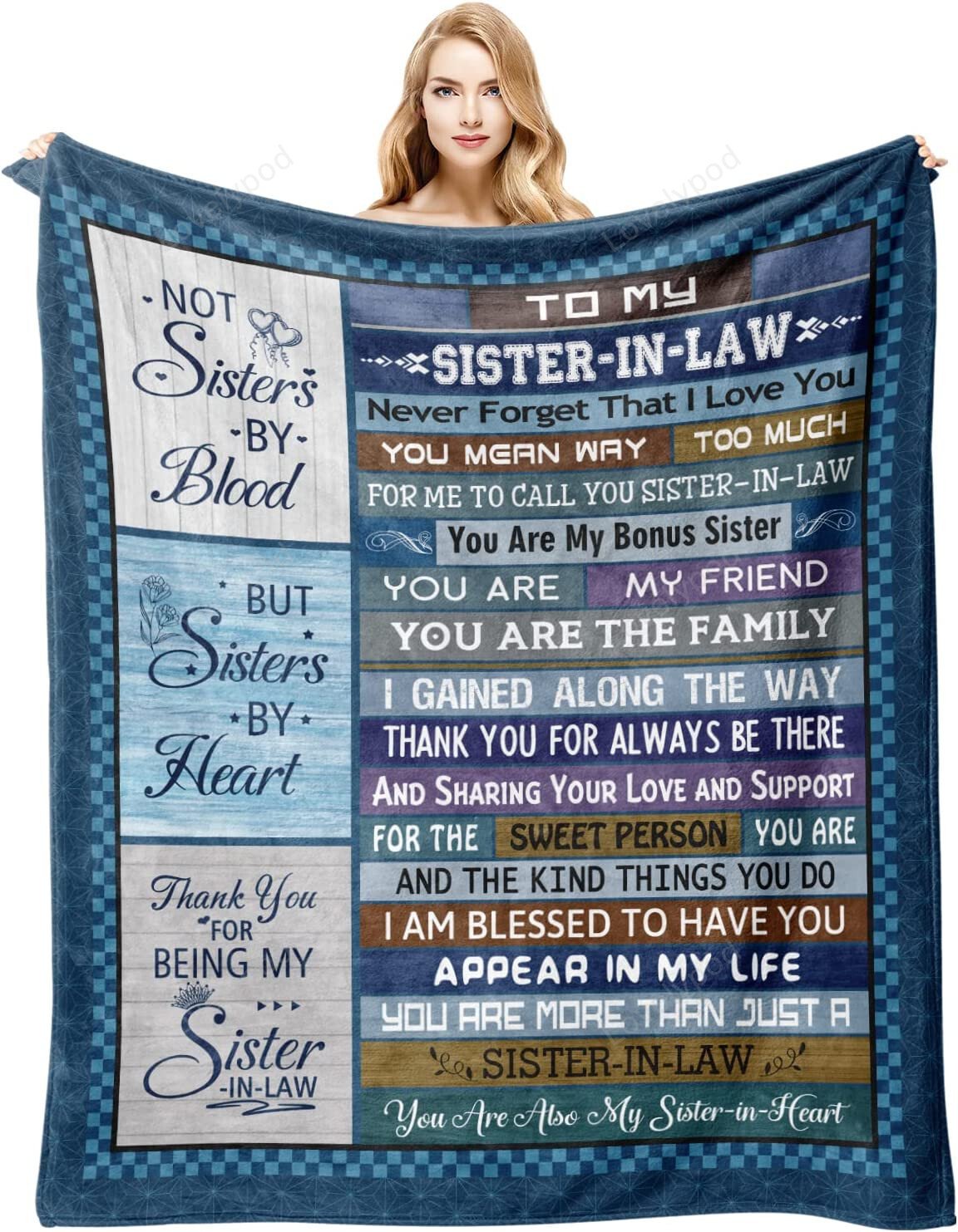 Bedding - Blanket, Duvet Cover, Quilt, Pillow - Sister In Law Gifts Blanket 60"x 50", Sister In Law Birthday Gifts, Gifts For Sister In Law, Birthday Gifts For Sister In Law