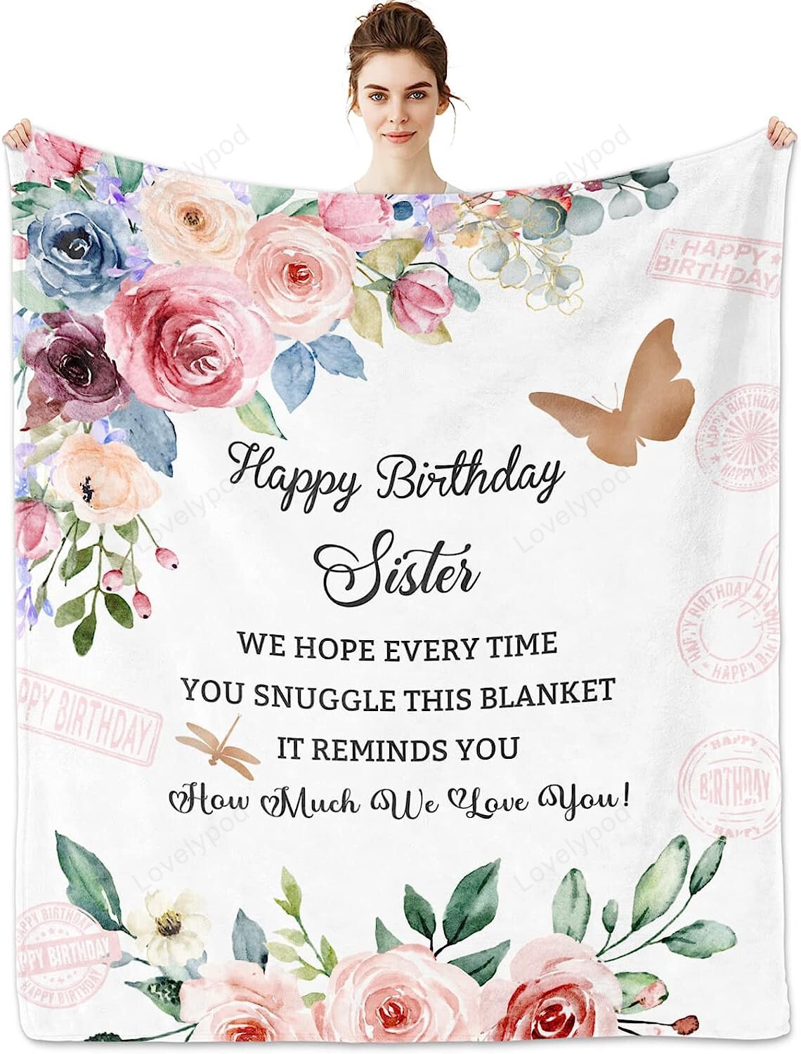 Bedding - Blanket, Duvet Cover, Quilt, Pillow - Sister Birthday Gifts From Sister, Birthday Gifts For Sister Blanket 60x50 Inches, Birthday Gifts For Sister From Brother