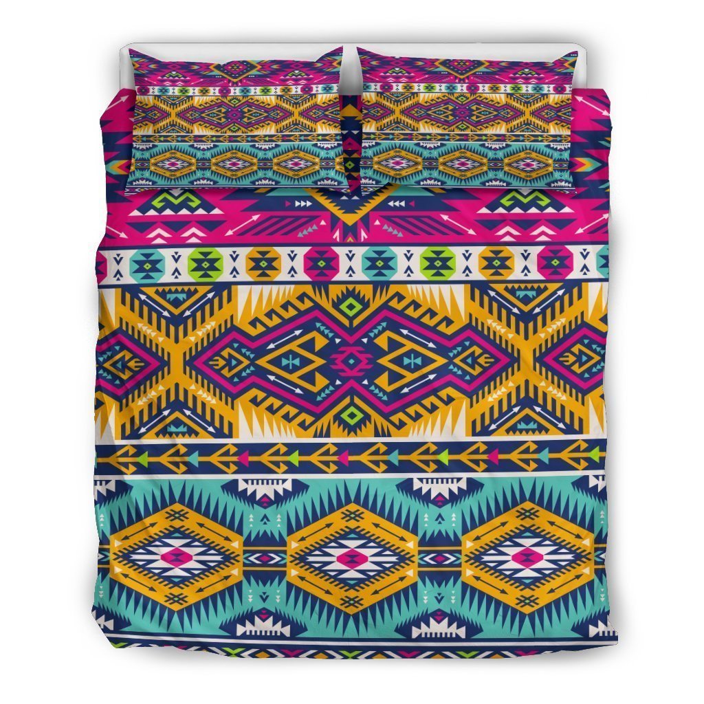 Duvet Cover, Quilt, Pillow, Blanket - Bright Colors Aztec Pattern Print Duvet Cover Bedding Set Bedding Set