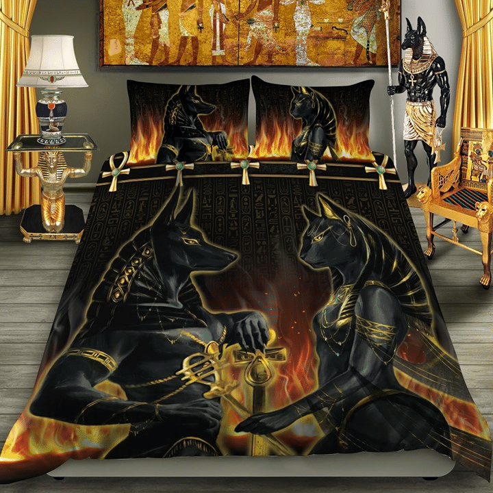 Duvet Cover, Quilt, Pillow, Blanket - Holiday Anubis & Bastet Bedding Set For Couple Valentine's Day QT202031Xa Bedding Set