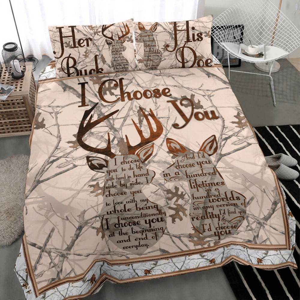 Duvet Cover, Quilt, Pillow, Blanket - Holiday I Choose You Bedding Set For Couple Valentine's Day QT202007Xa Bedding Set