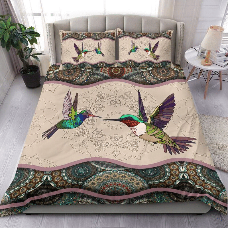 Duvet Cover, Quilt, Pillow, Blanket - Holiday Hummingbird Boho Pattern Bedding Set For Couple Valentine's Day QT202011Xa Bedding Set
