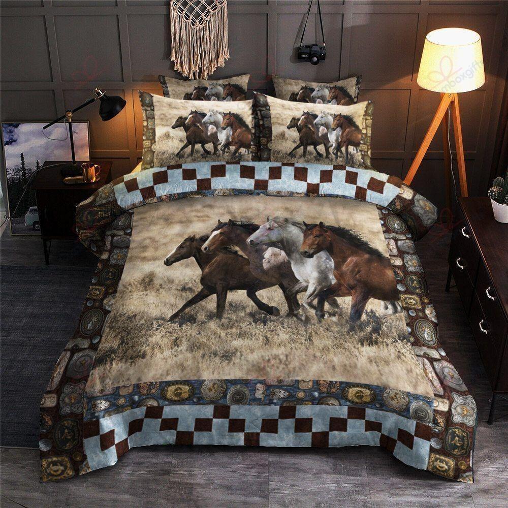 Duvet Cover, Quilt, Pillow, Blanket - Horse Family Bedding Set TA0621201 Bedding Set