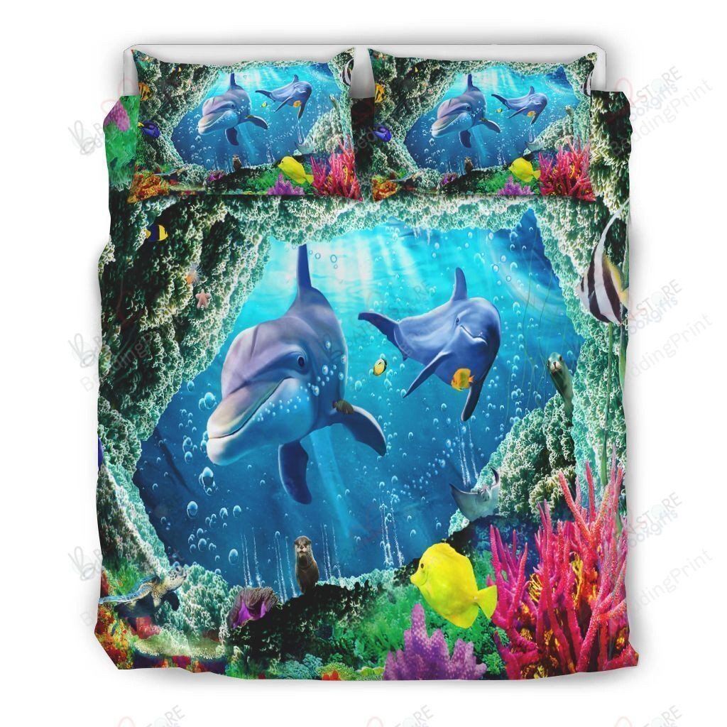 Duvet Cover, Quilt, Pillow, Blanket - Dolphin Under Sea Life Bed Sheets Duvet Cover Bedding Set Great Gifts For Birthday Christmas Thanksgiving Bedding Set