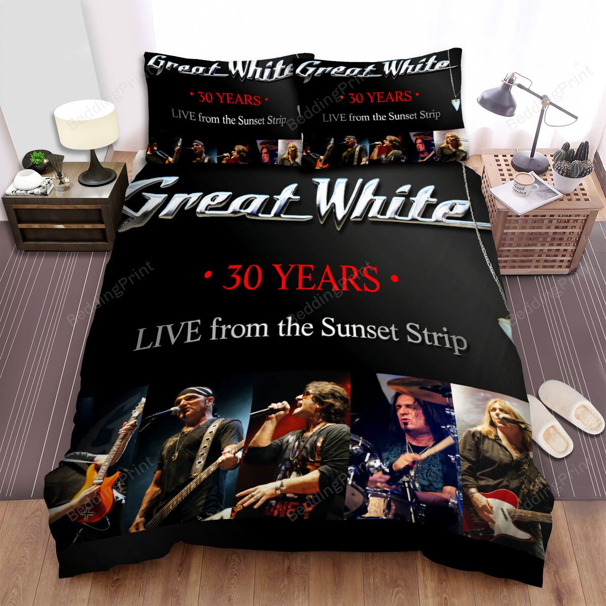 Duvet Cover, Quilt, Pillow, Blanket - Great White Band Album 30 Year:Live On The Sunset Strip Bed Sheets Duvet Cover Bedding Sets Bedding Set