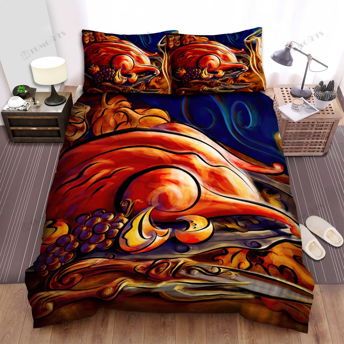 Duvet Cover, Quilt, Pillow, Blanket - Thanksgiving Turkey Dinner Oil Lamp Bed Sheets Spread Comforter Duvet Cover Bedding Sets Bedding Set