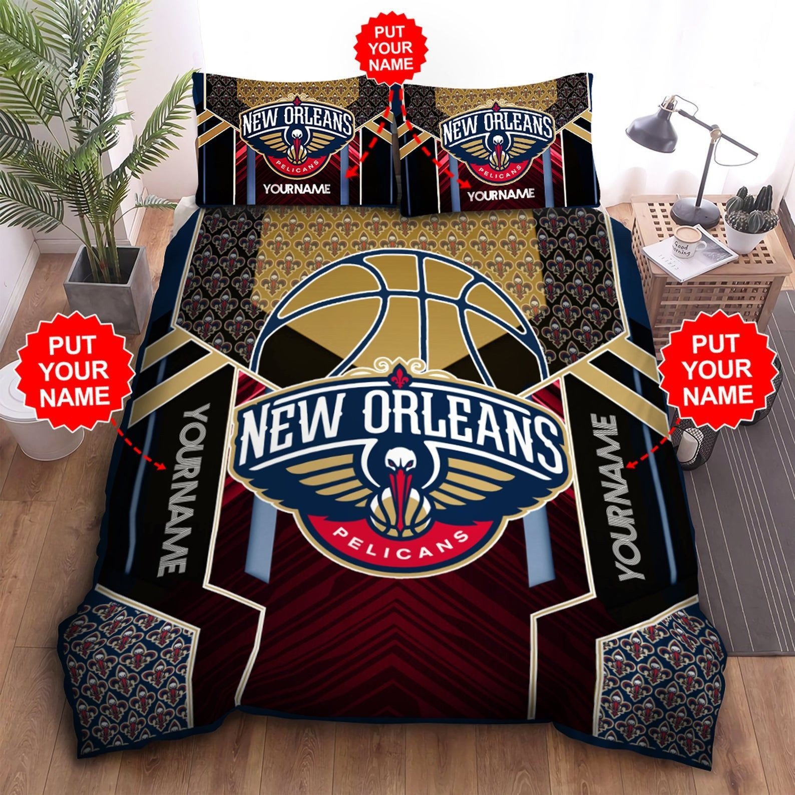 Duvet Cover, Quilt, Pillow, Blanket - Custom Name New Orleans Pelicans Bedding Set Custom Name New Orleans Pelicans Duvet Cover New Orleans Pelicans NBA Comforter Sets TDV14 Bedding Set