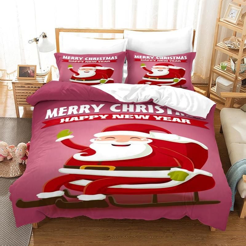 Duvet Cover, Quilt, Pillow, Blanket - Santa Merry Christmas Happy New Year Christmas Duvet Cover Bedding Set Bedding Set