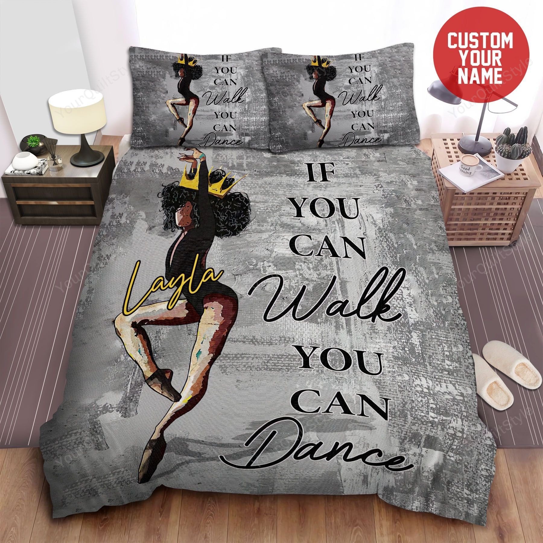 Duvet Cover, Quilt, Pillow, Blanket - Africa American Woman If You Can Walk You Can Dance Black Girl Magic Dancing Melanin Queen Custom Name Duvet Cover Bedding Set For Mother's Day Bedding Set