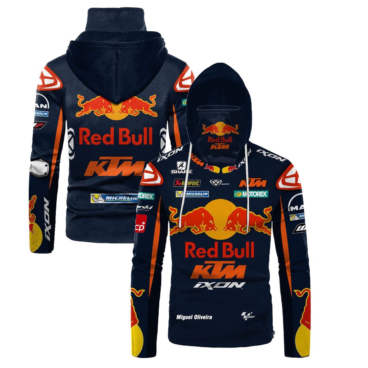 Hoodie, Zip, Sleeveless Hoodie, Jacket, Jersey - Miguel Oliveira Red Bull Ktm Factor Gaiter Hoodie 710 Long Sleeves