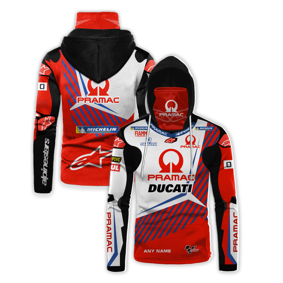 Personalized Ducati Pramac Racing Motogp Gaiter Hoodie 711 - 3D Printed Pullover Hoodie