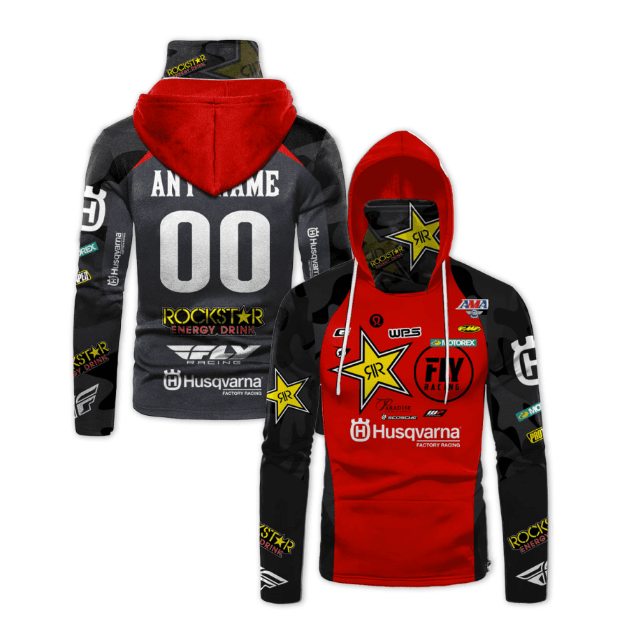 Personalized Rockstar Energy Husqvarna Factory Racing Team Gaiter Hoodie 728 - 3D Printed Pullover Hoodie