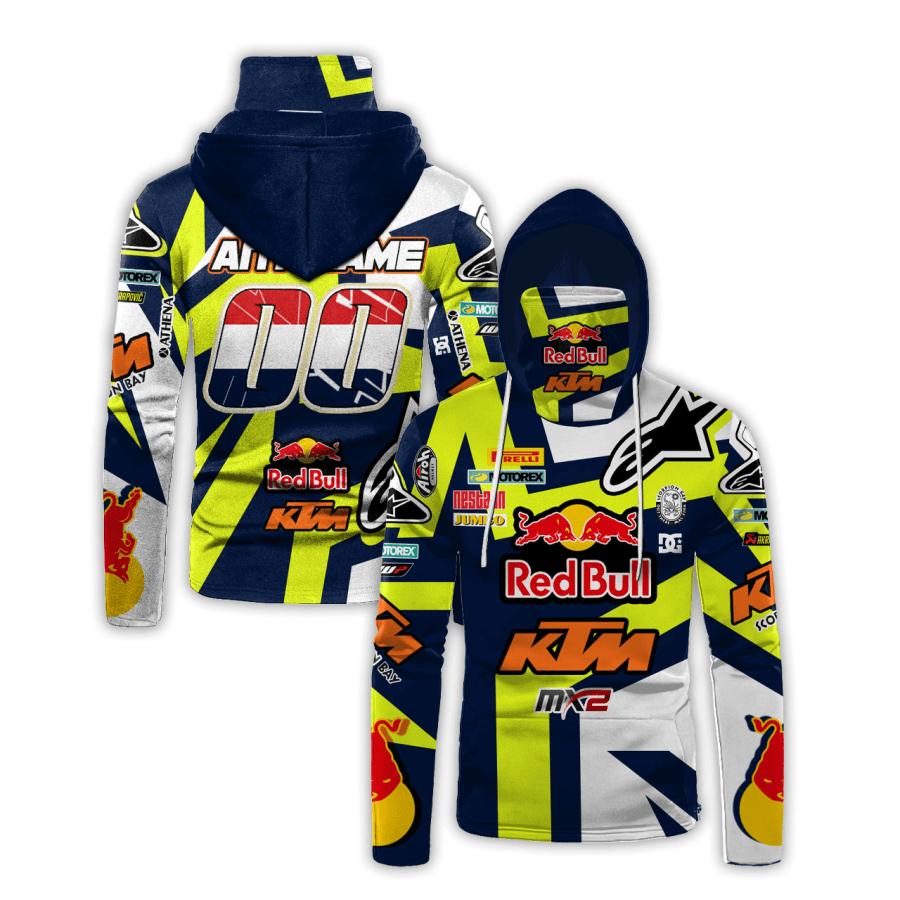 Hoodie, Zip, Sleeveless Hoodie, Jacket, Jersey - Red Bull Ktm Factory Motogp Racing Mx2 Gaiter Hoodie 692 Long Sleeves